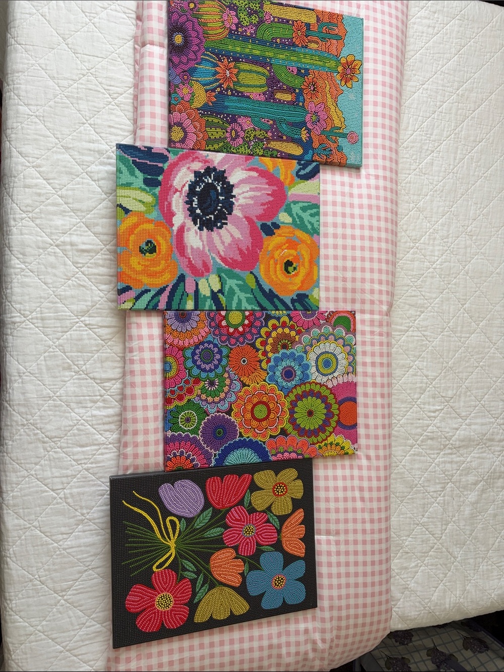 Colorful Floral Diamond Art Canvas Set - Bright Multicolor